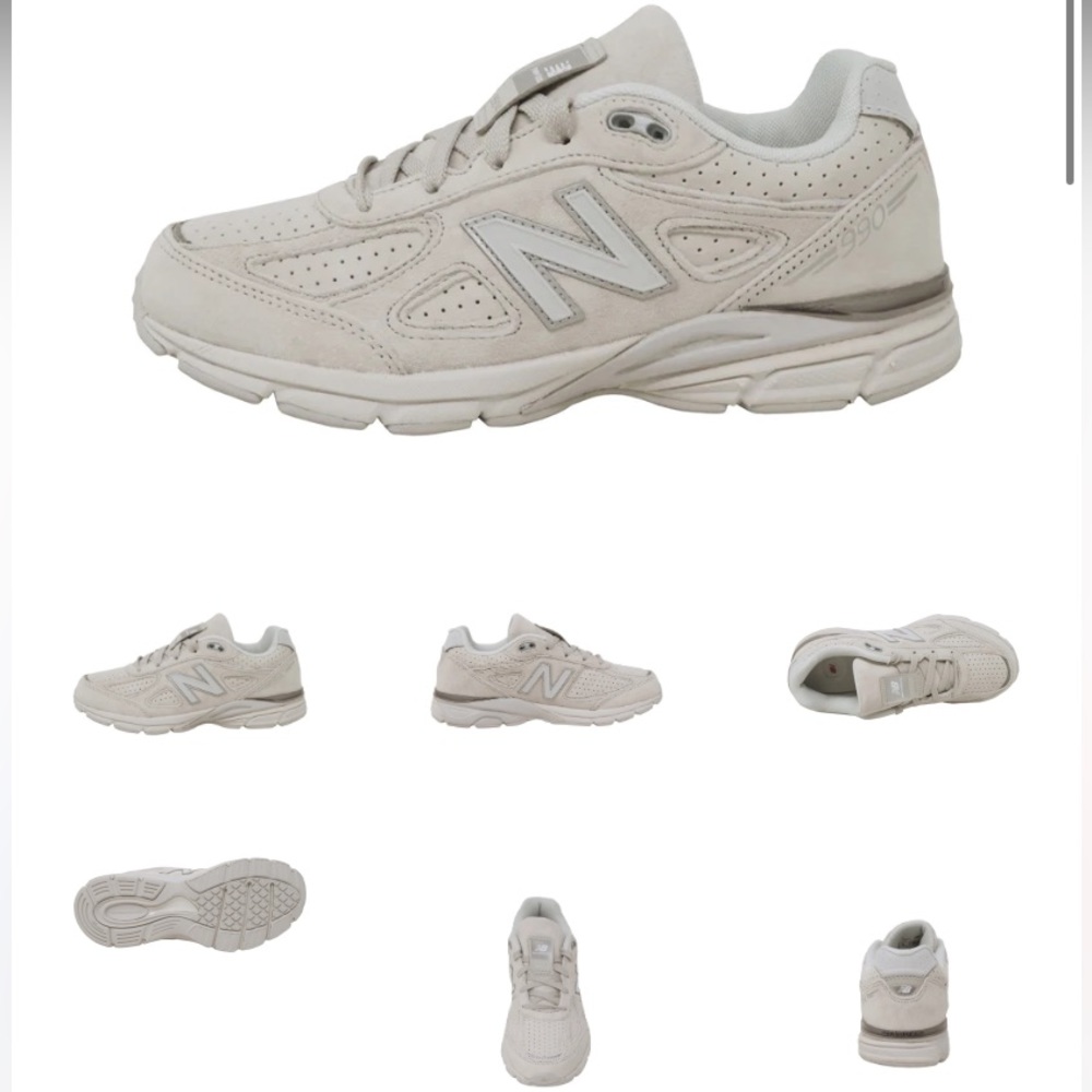 New Balance Big Kids 990 White/Grey Shoes size 6